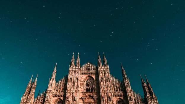 Cathedral against a starry night sky