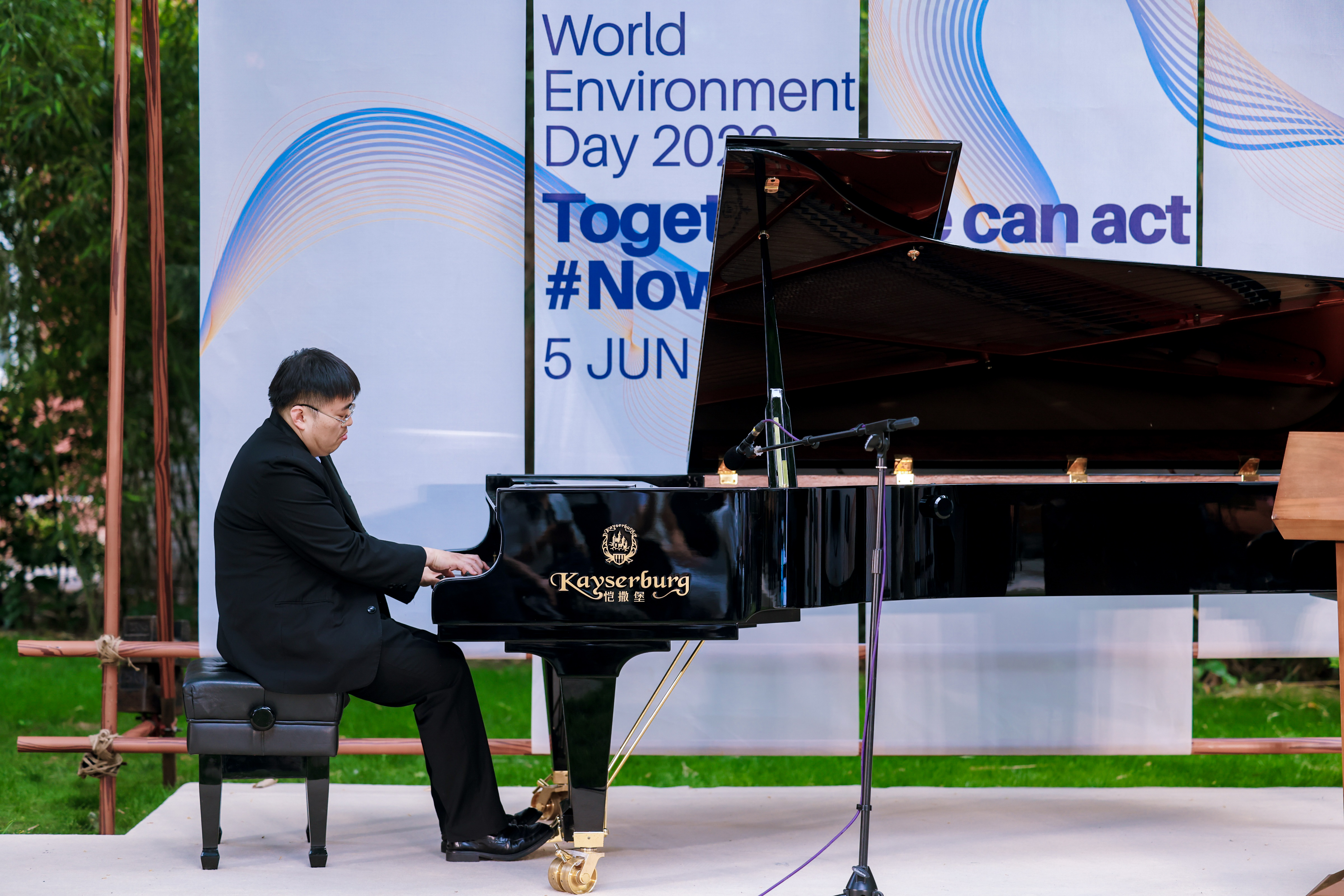 A man playing a piano